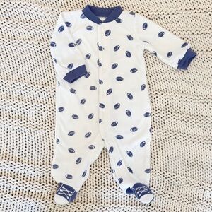 Carter’s Baby Boy Football Fleece One Piece Zip Up Footies Onesie Pajama Size 3M